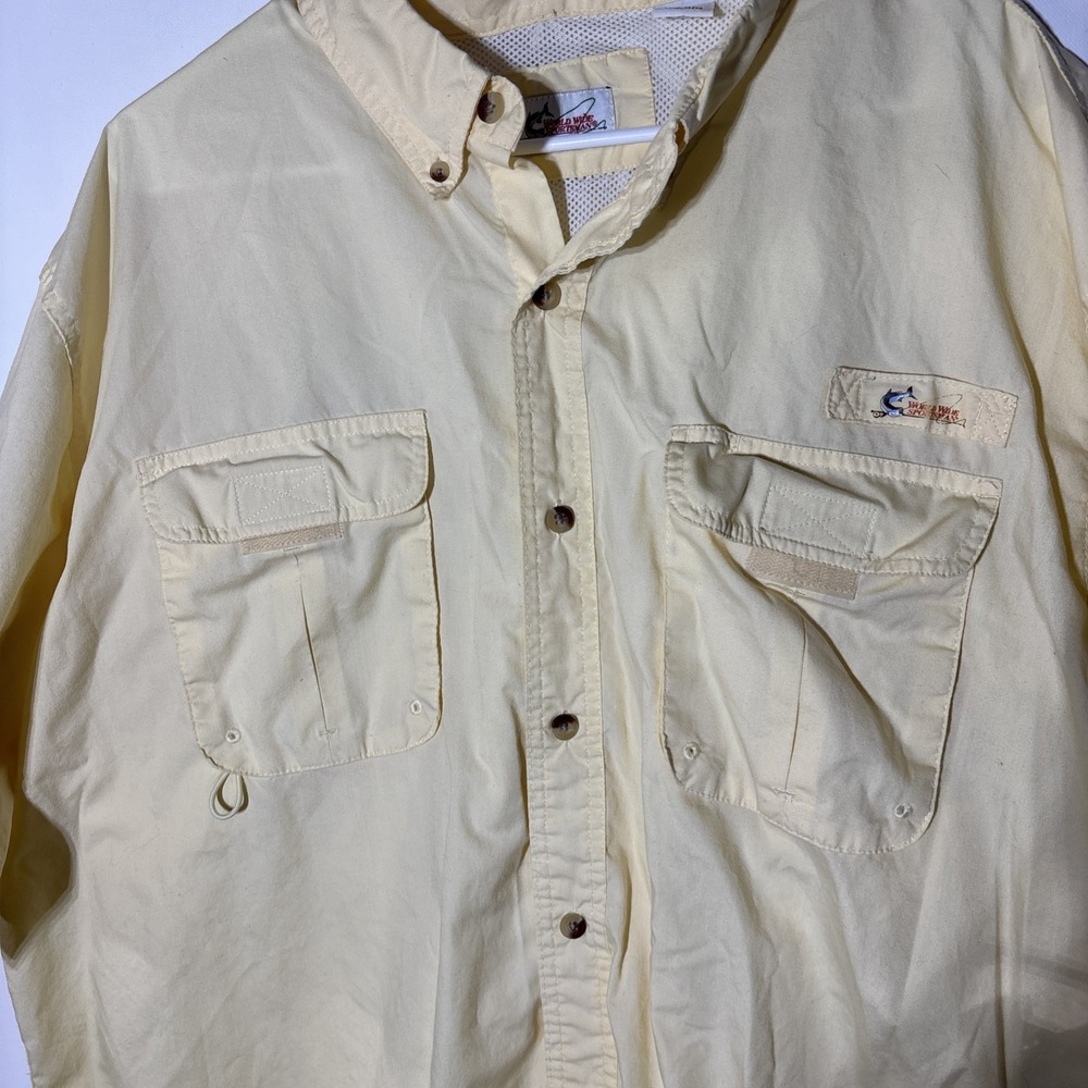 World Wide Sportsman Fishing Shirt 2XL Yellow Vented Mesh Lined Outdoor - Picture 11 of 16